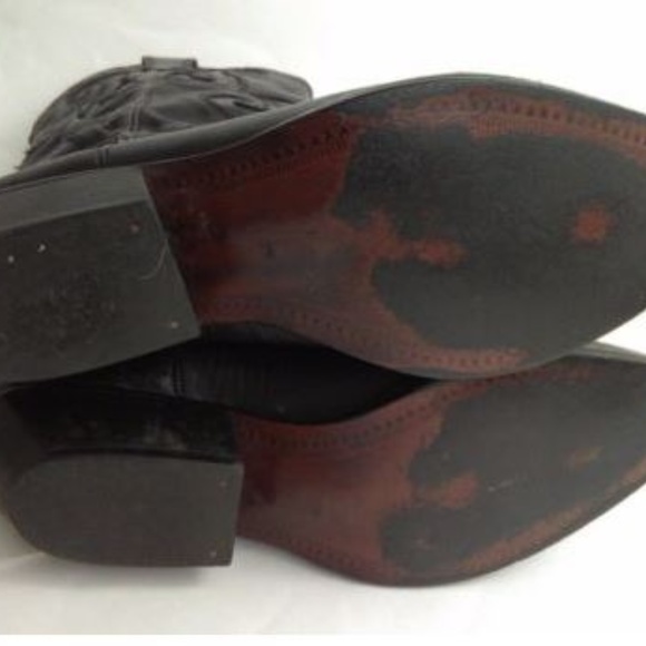 Nine West Womens US 7M Black Leather Cowboy Boots - Picture 2 of 8